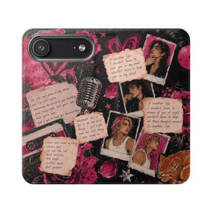 Lyric Flip Case | Dark Romantic Aesthetic Phone Case | Music-Inspired Folio Wallet Case
