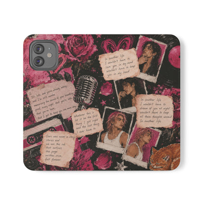 Lyric Flip Case | Dark Romantic Aesthetic Phone Case | Music-Inspired Folio Wallet Case
