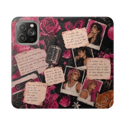 Lyric Flip Case | Dark Romantic Aesthetic Phone Case | Music-Inspired Folio Wallet Case