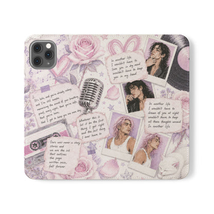Lyric Flip Case | Light Pink and Lavender Romantic Aesthetic Phone Case | Music-Inspired Folio Wallet Case