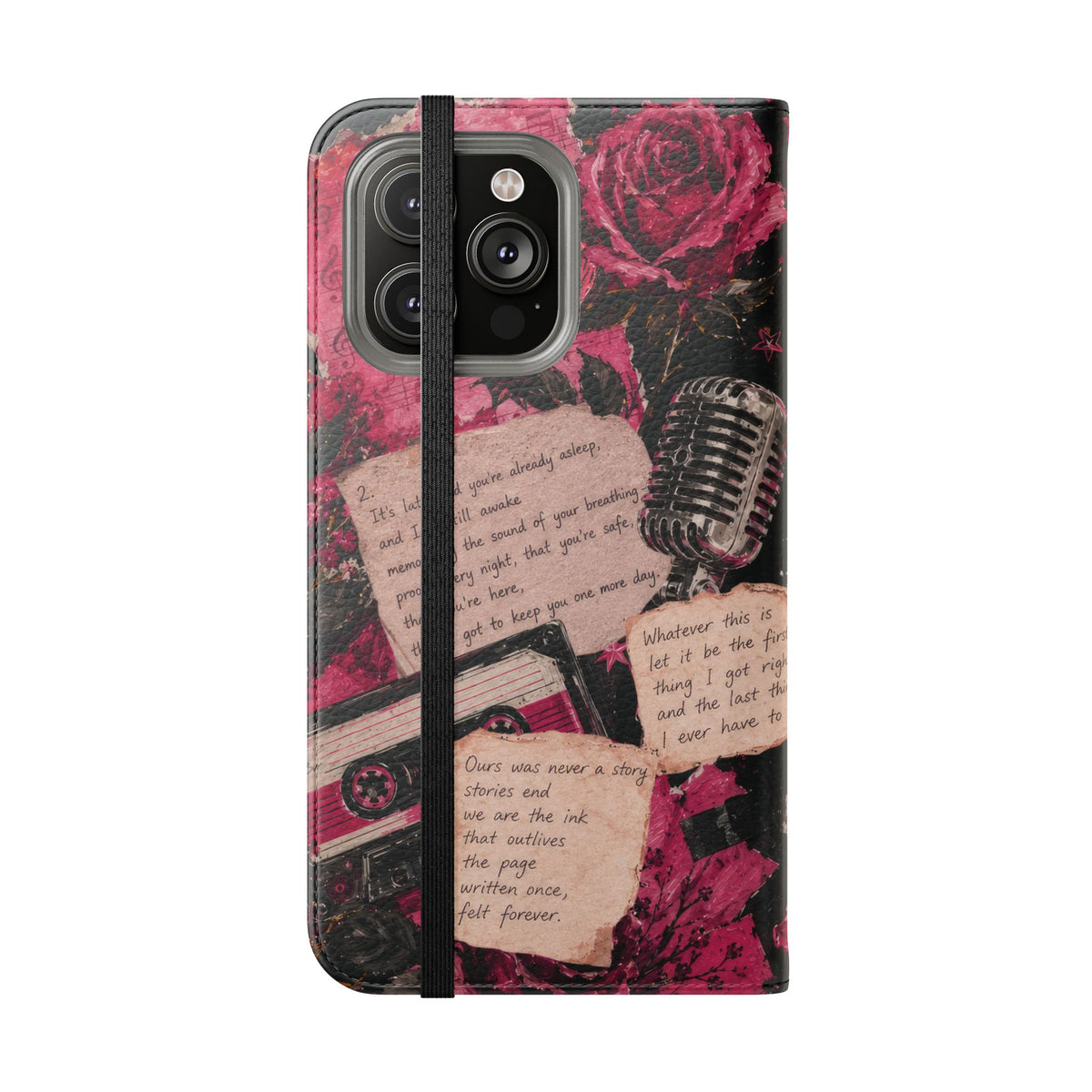 Lyric Flip Case | Dark Romantic Aesthetic Phone Case | Music-Inspired Folio Wallet Case