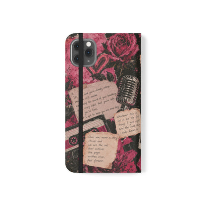 Lyric Flip Case | Dark Romantic Aesthetic Phone Case | Music-Inspired Folio Wallet Case