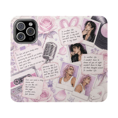 Lyric Flip Case | Light Pink and Lavender Romantic Aesthetic Phone Case | Music-Inspired Folio Wallet Case