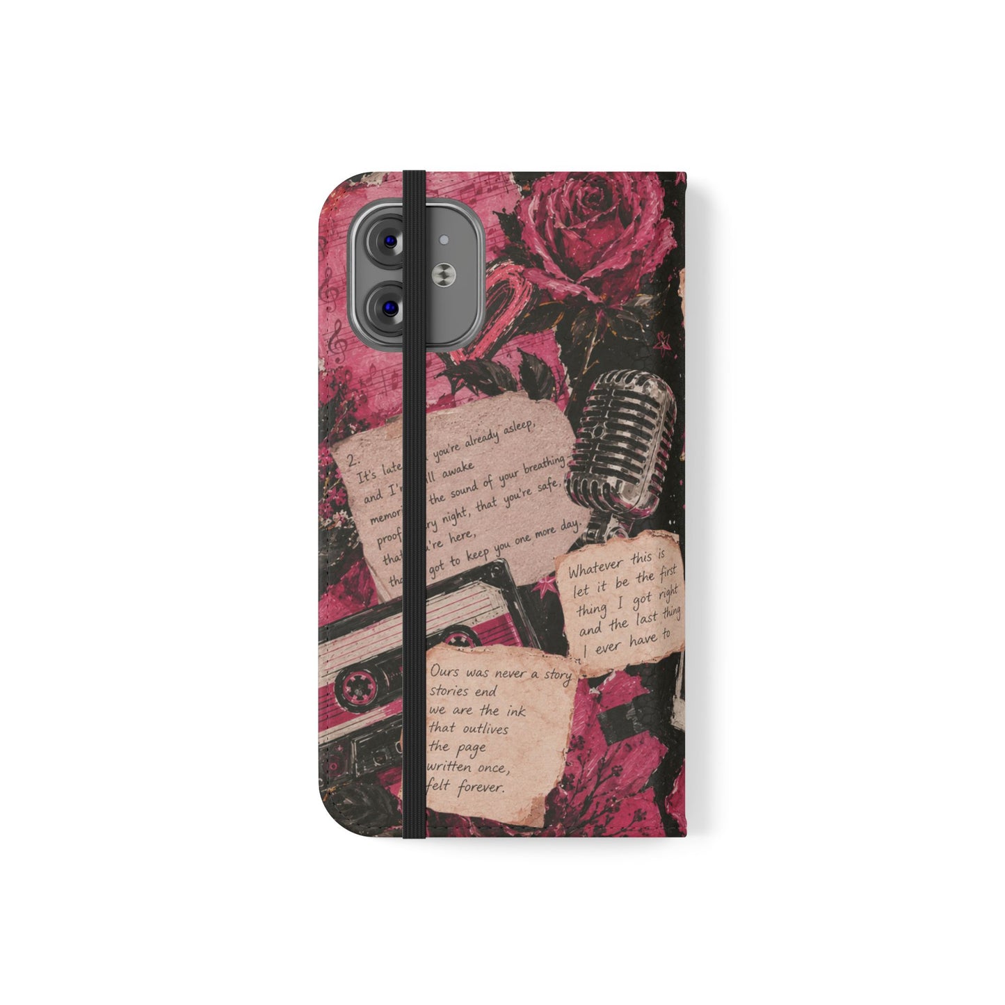 Lyric Flip Case | Dark Romantic Aesthetic Phone Case | Music-Inspired Folio Wallet Case