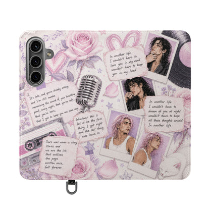 Lyric Flip Case | Light Pink and Lavender Romantic Aesthetic Phone Case | Music-Inspired Folio Wallet Case