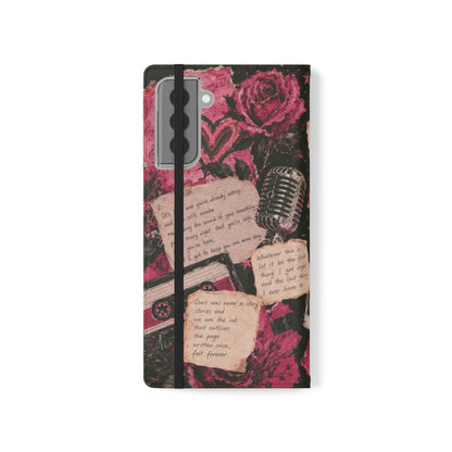 Lyric Flip Case | Dark Romantic Aesthetic Phone Case | Music-Inspired Folio Wallet Case