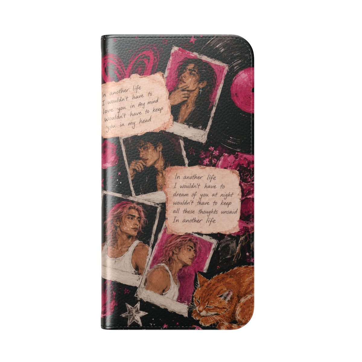 Lyric Flip Case | Dark Romantic Aesthetic Phone Case | Music-Inspired Folio Wallet Case