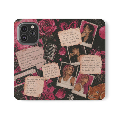Lyric Flip Case | Dark Romantic Aesthetic Phone Case | Music-Inspired Folio Wallet Case