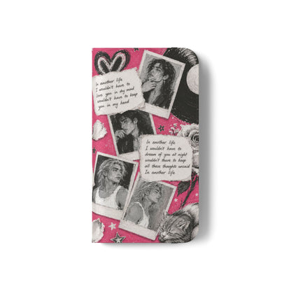 Lyric Flip Case | Bright Pink Romantic Aesthetic Phone Case | Music-Inspired Folio Wallet Case