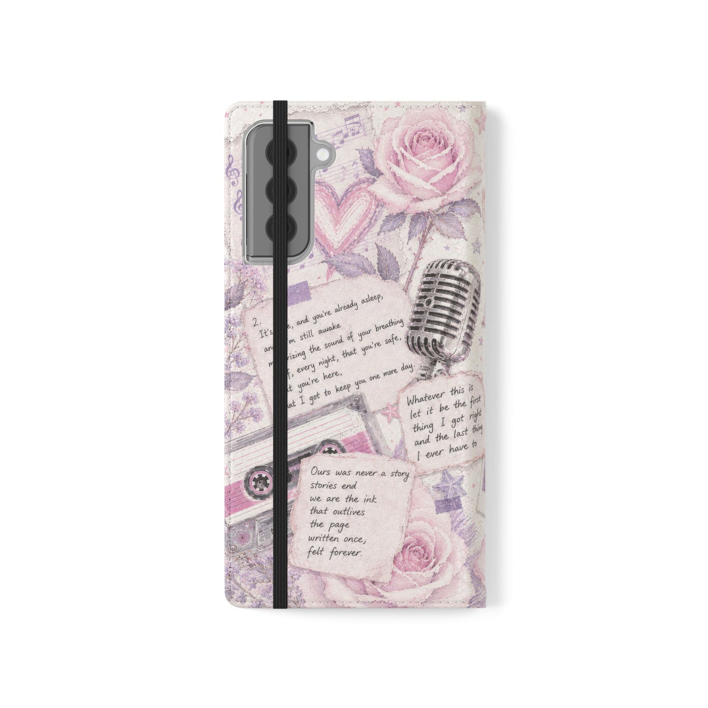 Lyric Flip Case | Light Pink and Lavender Romantic Aesthetic Phone Case | Music-Inspired Folio Wallet Case
