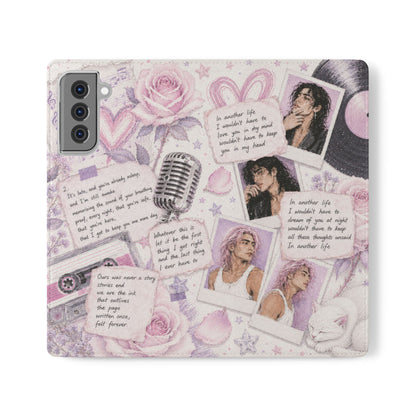 Lyric Flip Case | Light Pink and Lavender Romantic Aesthetic Phone Case | Music-Inspired Folio Wallet Case