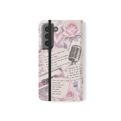 Lyric Flip Case | Light Pink and Lavender Romantic Aesthetic Phone Case | Music-Inspired Folio Wallet Case