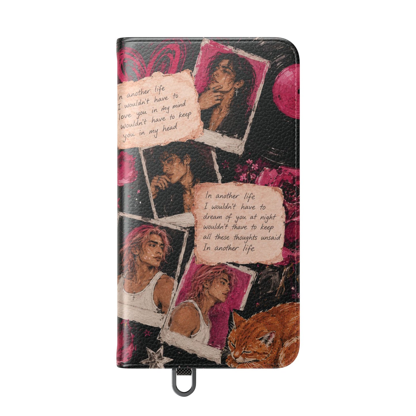 Lyric Flip Case | Dark Romantic Aesthetic Phone Case | Music-Inspired Folio Wallet Case