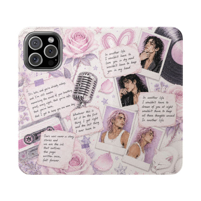 Lyric Flip Case | Light Pink and Lavender Romantic Aesthetic Phone Case | Music-Inspired Folio Wallet Case