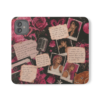 Lyric Flip Case | Dark Romantic Aesthetic Phone Case | Music-Inspired Folio Wallet Case