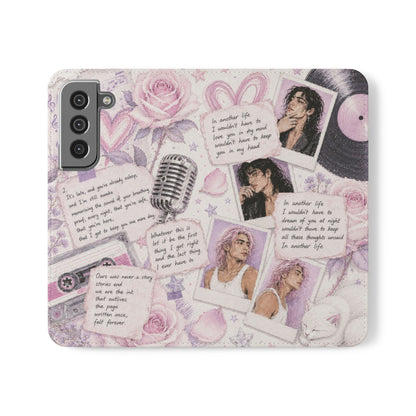 Lyric Flip Case | Light Pink and Lavender Romantic Aesthetic Phone Case | Music-Inspired Folio Wallet Case