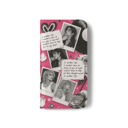Lyric Flip Case | Bright Pink Romantic Aesthetic Phone Case | Music-Inspired Folio Wallet Case
