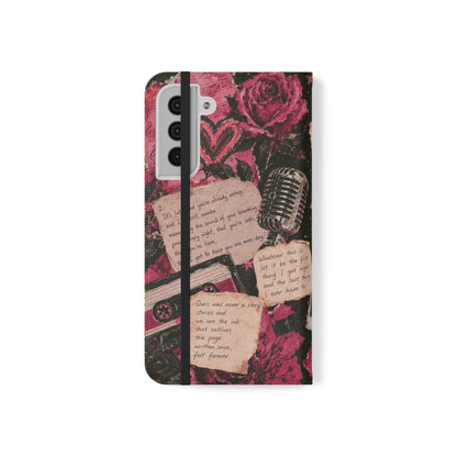 Lyric Flip Case | Dark Romantic Aesthetic Phone Case | Music-Inspired Folio Wallet Case