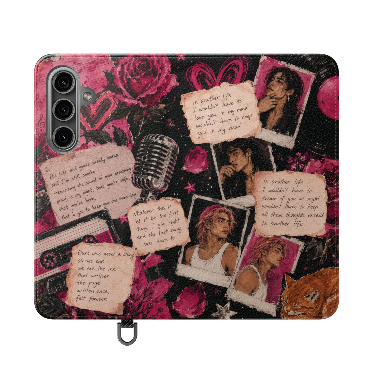 Lyric Flip Case | Dark Romantic Aesthetic Phone Case | Music-Inspired Folio Wallet Case