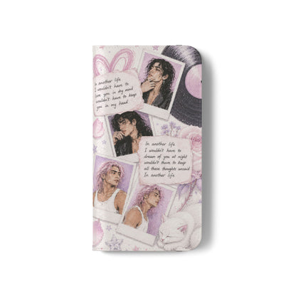 Lyric Flip Case | Light Pink and Lavender Romantic Aesthetic Phone Case | Music-Inspired Folio Wallet Case