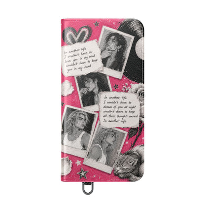 Lyric Flip Case | Bright Pink Romantic Aesthetic Phone Case | Music-Inspired Folio Wallet Case