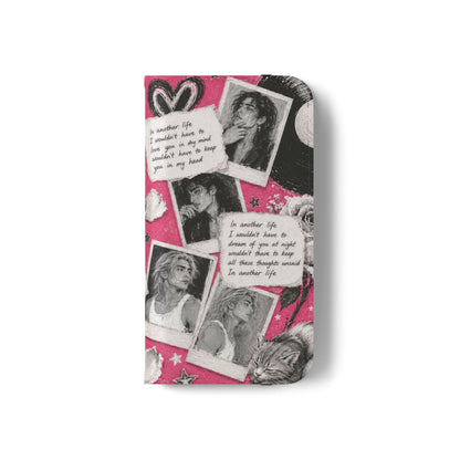 Lyric Flip Case | Bright Pink Romantic Aesthetic Phone Case | Music-Inspired Folio Wallet Case