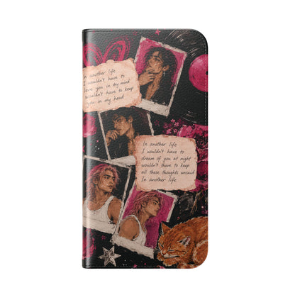 Lyric Flip Case | Dark Romantic Aesthetic Phone Case | Music-Inspired Folio Wallet Case