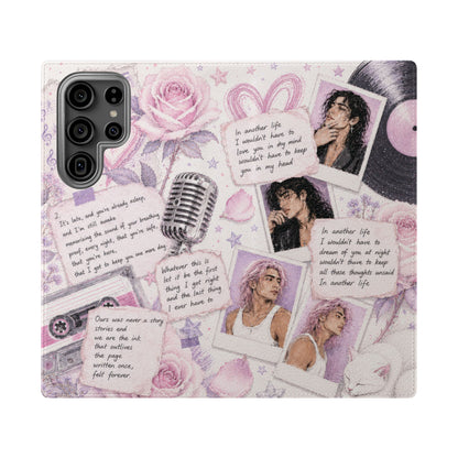 Lyric Flip Case | Light Pink and Lavender Romantic Aesthetic Phone Case | Music-Inspired Folio Wallet Case