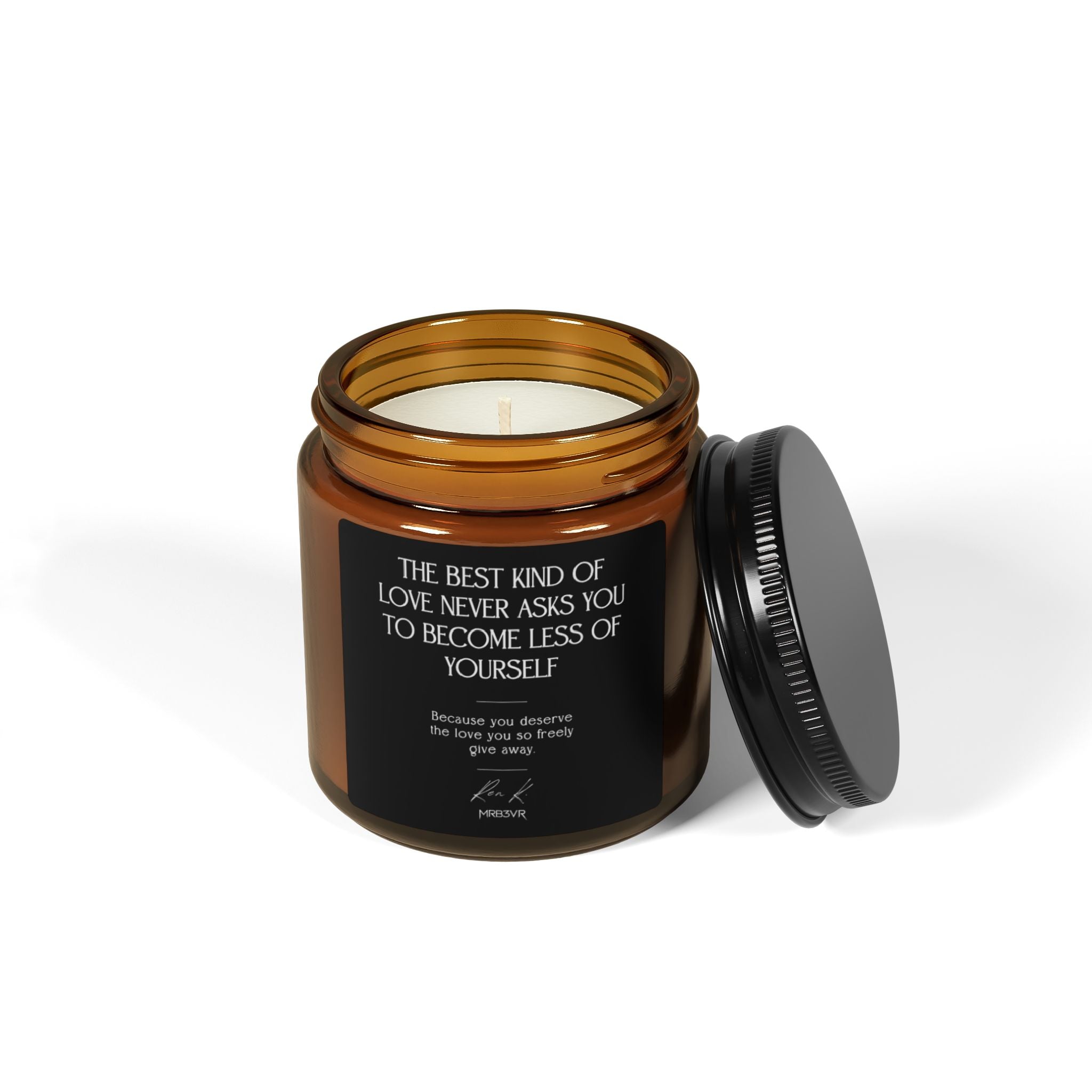 Inspirational Amber Soy Candle — 'The Best Kind of Love' Scented Jar