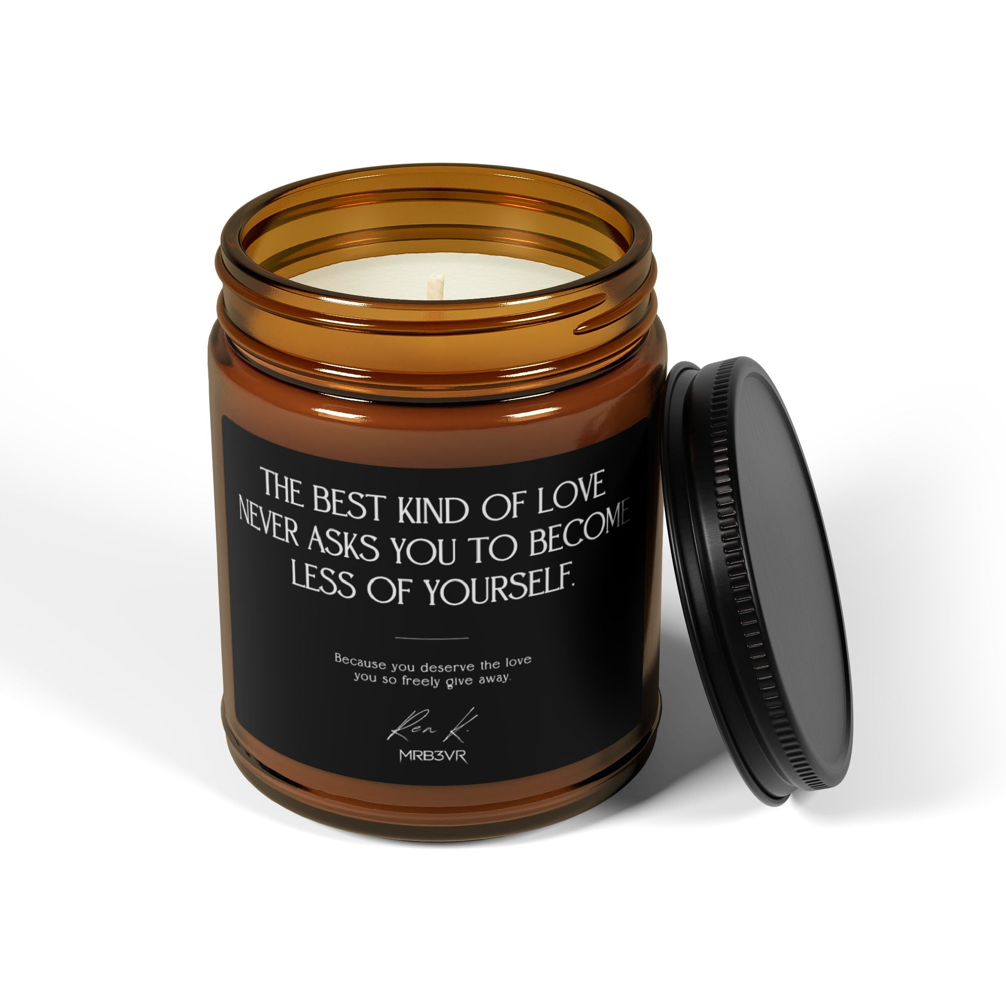 Inspirational Amber Soy Candle — 'The Best Kind of Love' Scented Jar