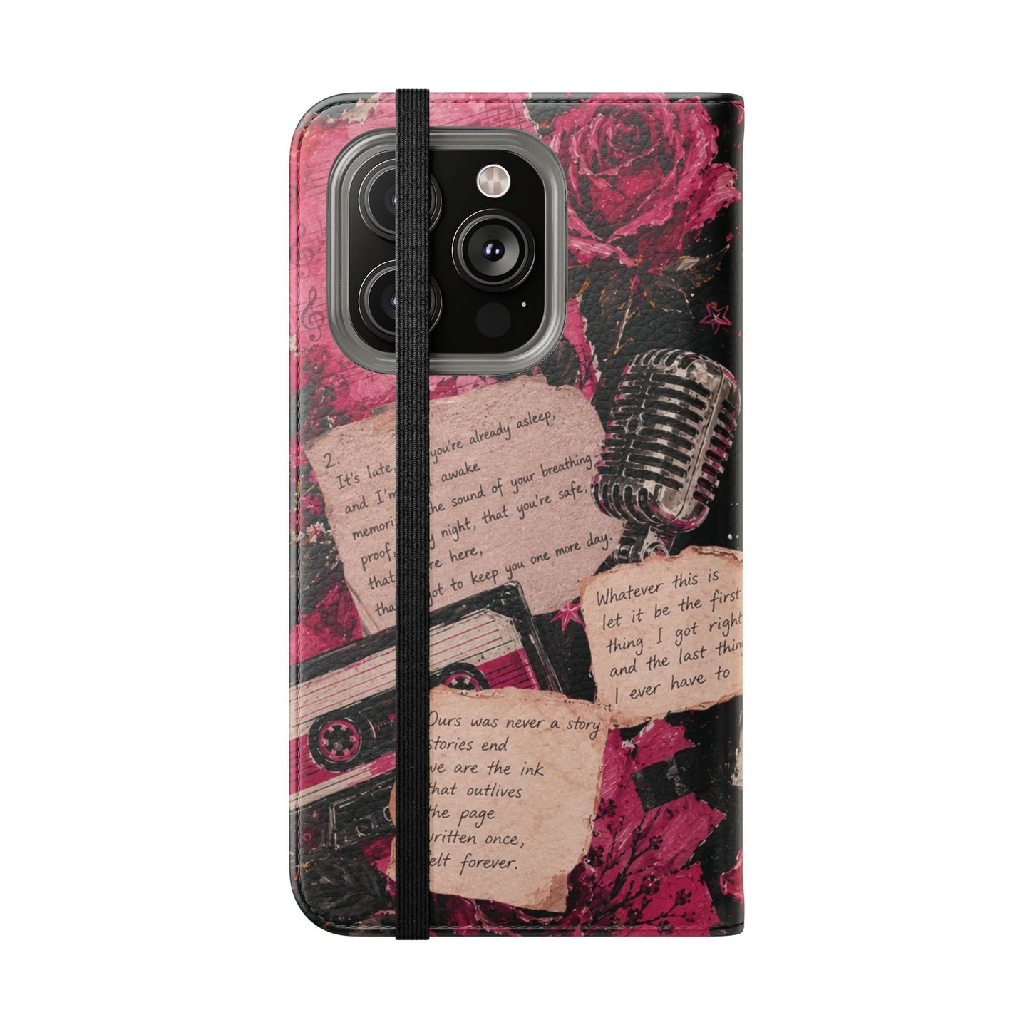 Lyric Flip Case | Dark Romantic Aesthetic Phone Case | Music-Inspired Folio Wallet Case