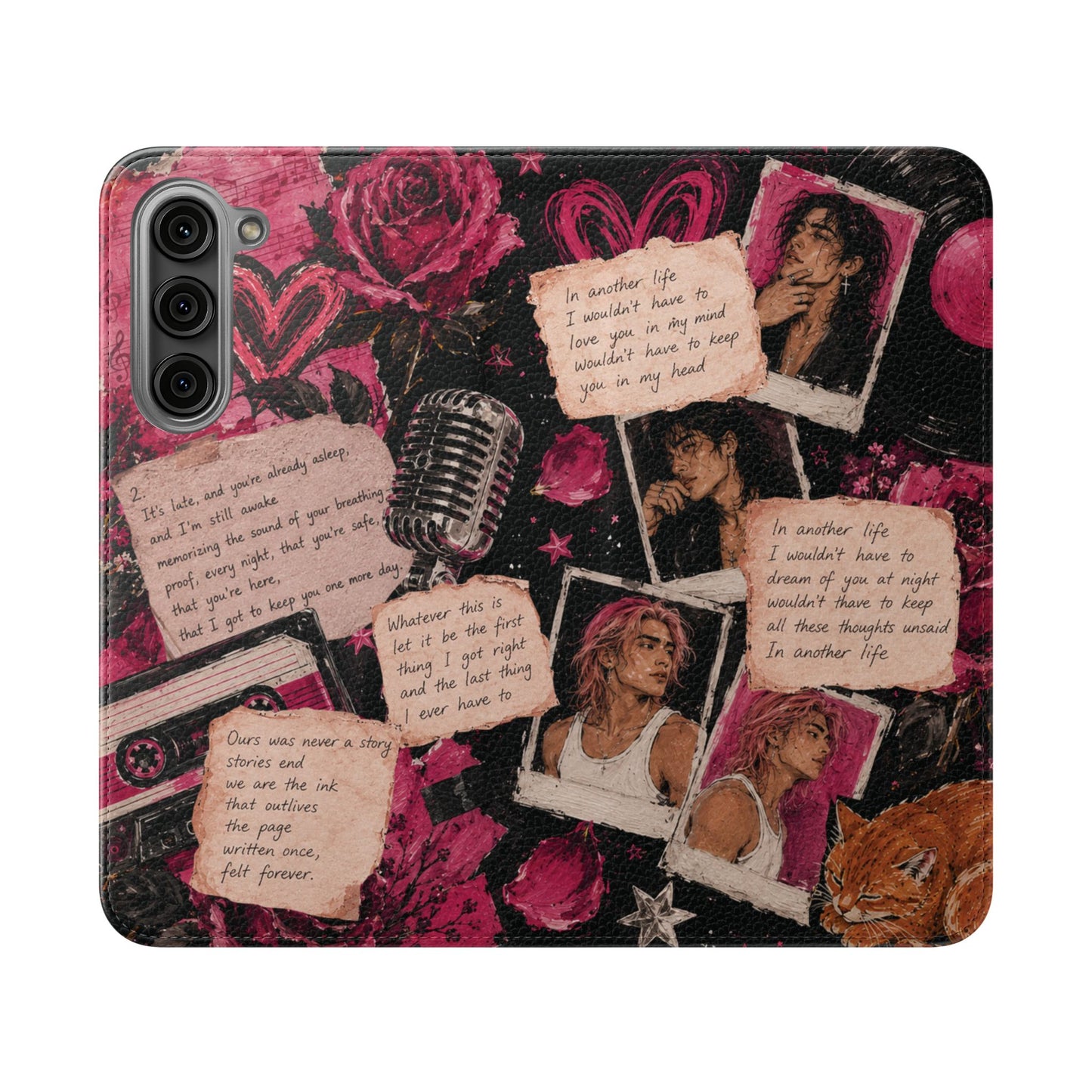 Lyric Flip Case | Dark Romantic Aesthetic Phone Case | Music-Inspired Folio Wallet Case
