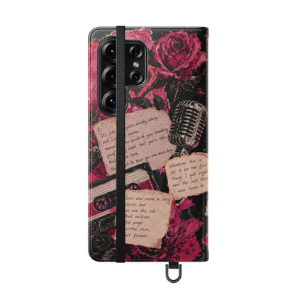 Lyric Flip Case | Dark Romantic Aesthetic Phone Case | Music-Inspired Folio Wallet Case