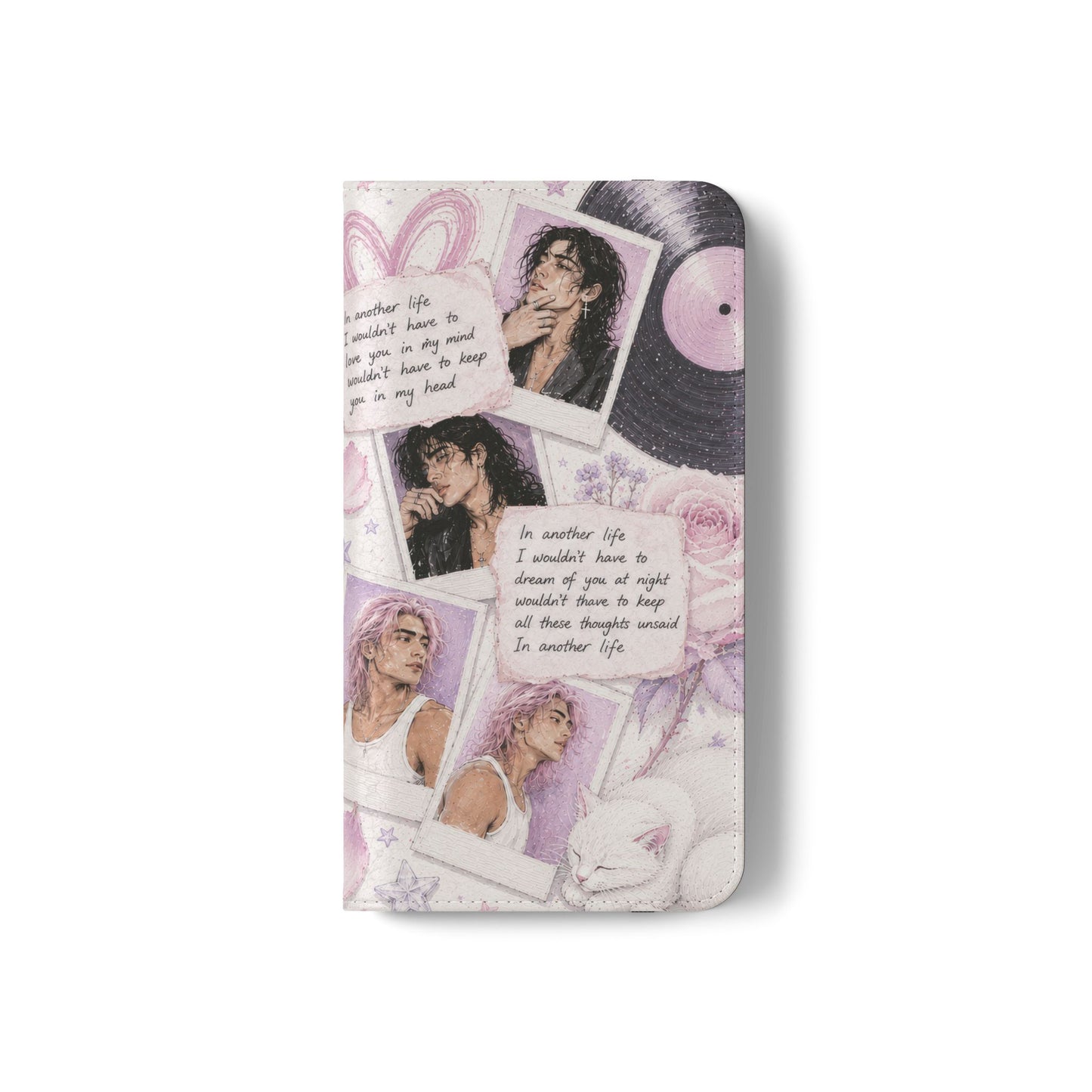 Lyric Flip Case | Light Pink and Lavender Romantic Aesthetic Phone Case | Music-Inspired Folio Wallet Case