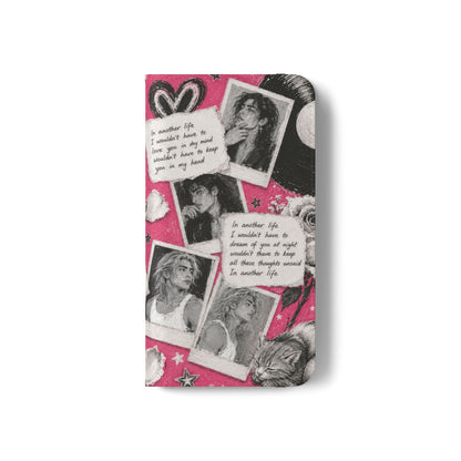 Lyric Flip Case | Bright Pink Romantic Aesthetic Phone Case | Music-Inspired Folio Wallet Case