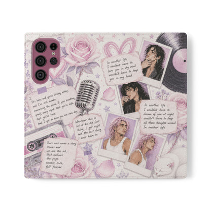 Lyric Flip Case | Light Pink and Lavender Romantic Aesthetic Phone Case | Music-Inspired Folio Wallet Case