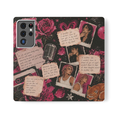 Lyric Flip Case | Dark Romantic Aesthetic Phone Case | Music-Inspired Folio Wallet Case