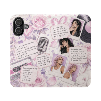 Lyric Flip Case | Light Pink and Lavender Romantic Aesthetic Phone Case | Music-Inspired Folio Wallet Case