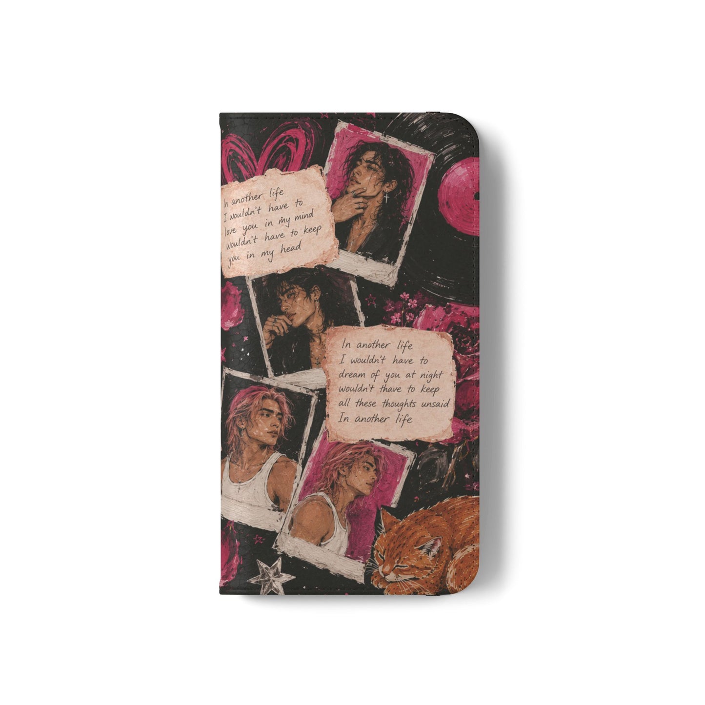 Lyric Flip Case | Dark Romantic Aesthetic Phone Case | Music-Inspired Folio Wallet Case