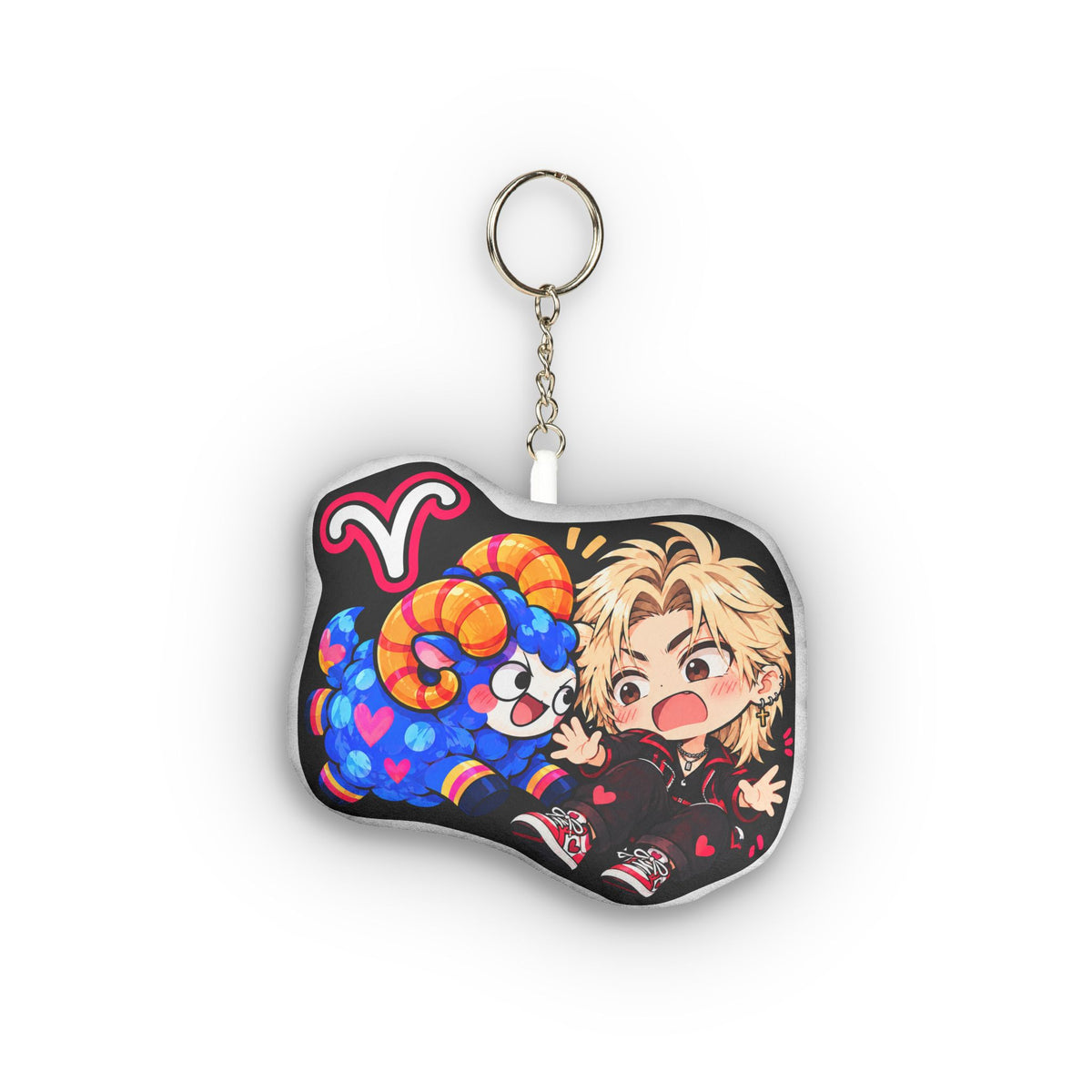 Aries Plush Keychain – Bold Fire Sign Chibi Zodiac Charm