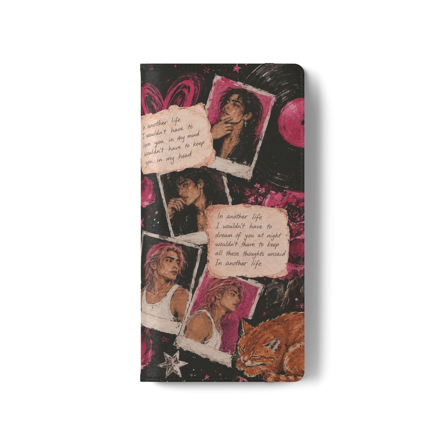 Lyric Flip Case | Dark Romantic Aesthetic Phone Case | Music-Inspired Folio Wallet Case