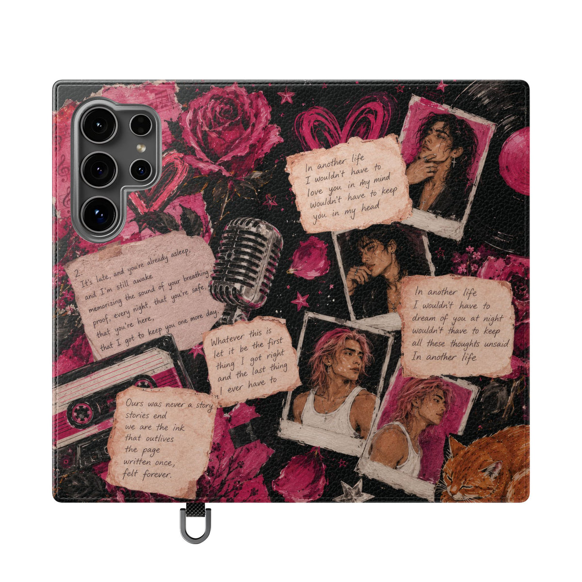 Lyric Flip Case | Dark Romantic Aesthetic Phone Case | Music-Inspired Folio Wallet Case