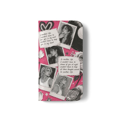 Lyric Flip Case | Bright Pink Romantic Aesthetic Phone Case | Music-Inspired Folio Wallet Case