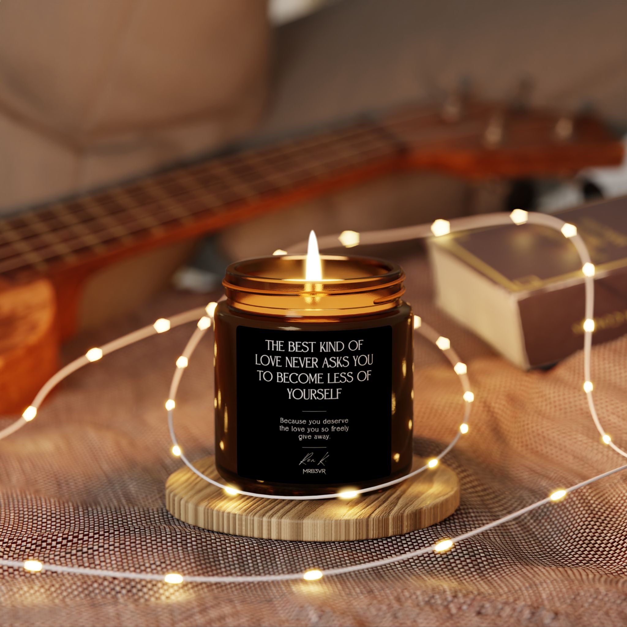 Inspirational Amber Soy Candle — 'The Best Kind of Love' Scented Jar