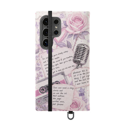 Lyric Flip Case | Light Pink and Lavender Romantic Aesthetic Phone Case | Music-Inspired Folio Wallet Case