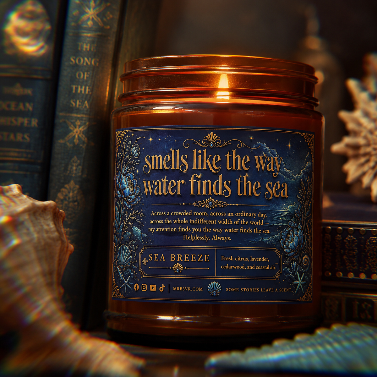 Smells Like The Way Water Finds The Sea | BookTok Soy Candle | Sea Breeze