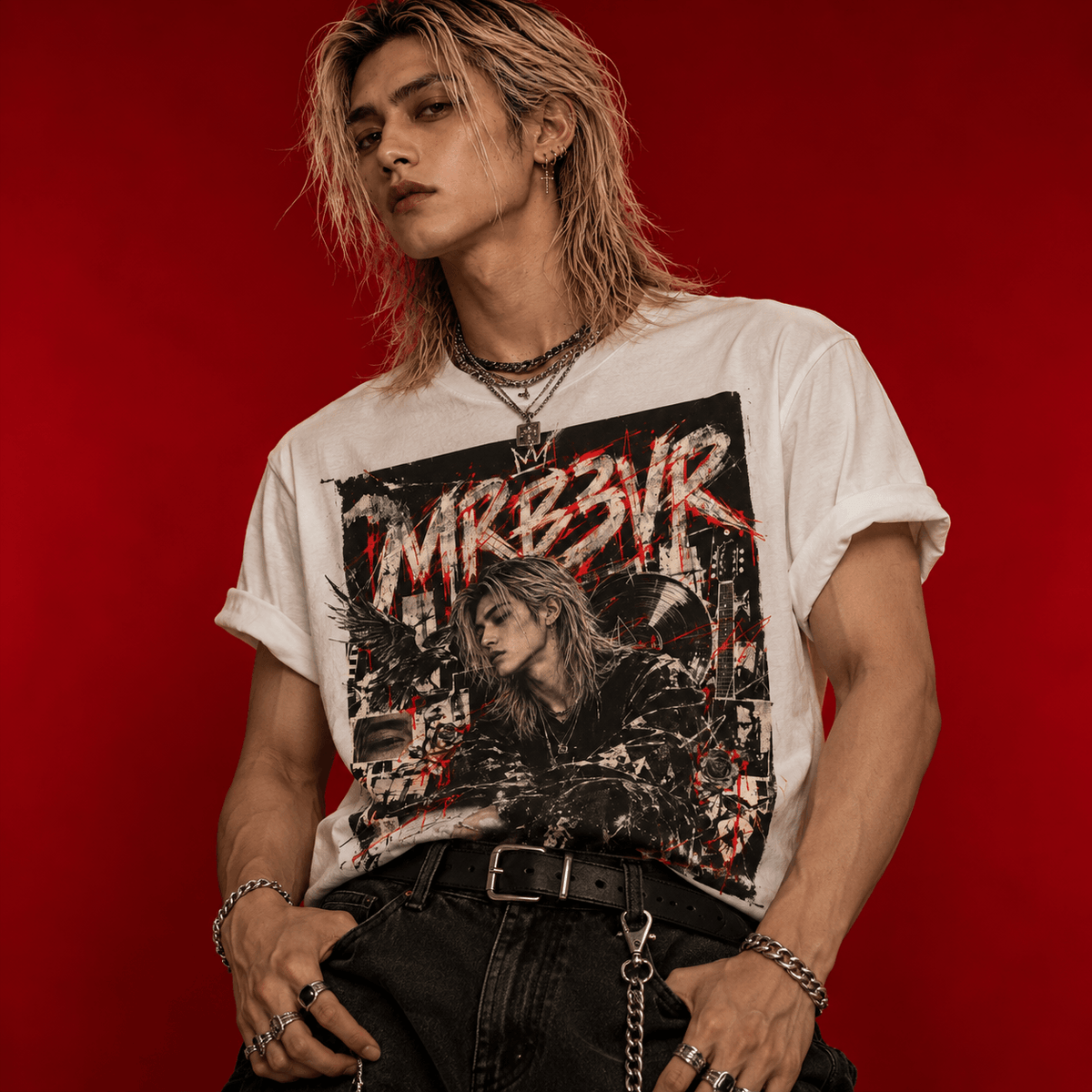 Retro Punk Graphic Tee — 'MRB3VR' Portrait Design