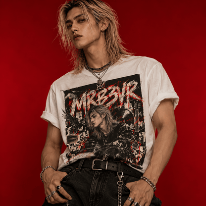 Retro Punk Graphic Tee — 'MRB3VR' Portrait Design