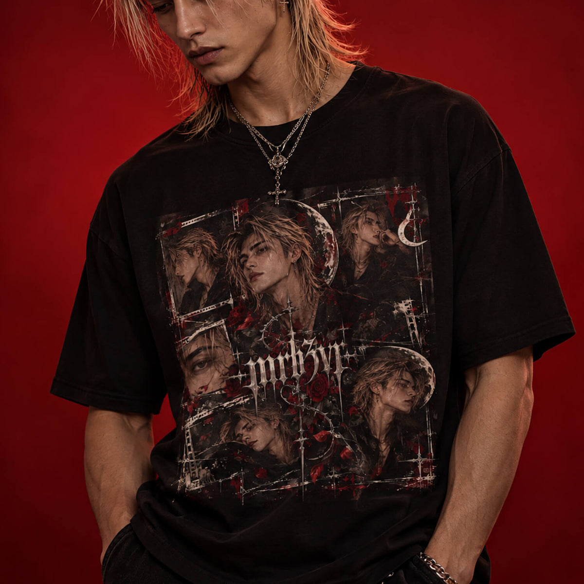 Dark Floral MRB3VR T-Shirt — Gothic Moon & Rose Graphic Tee