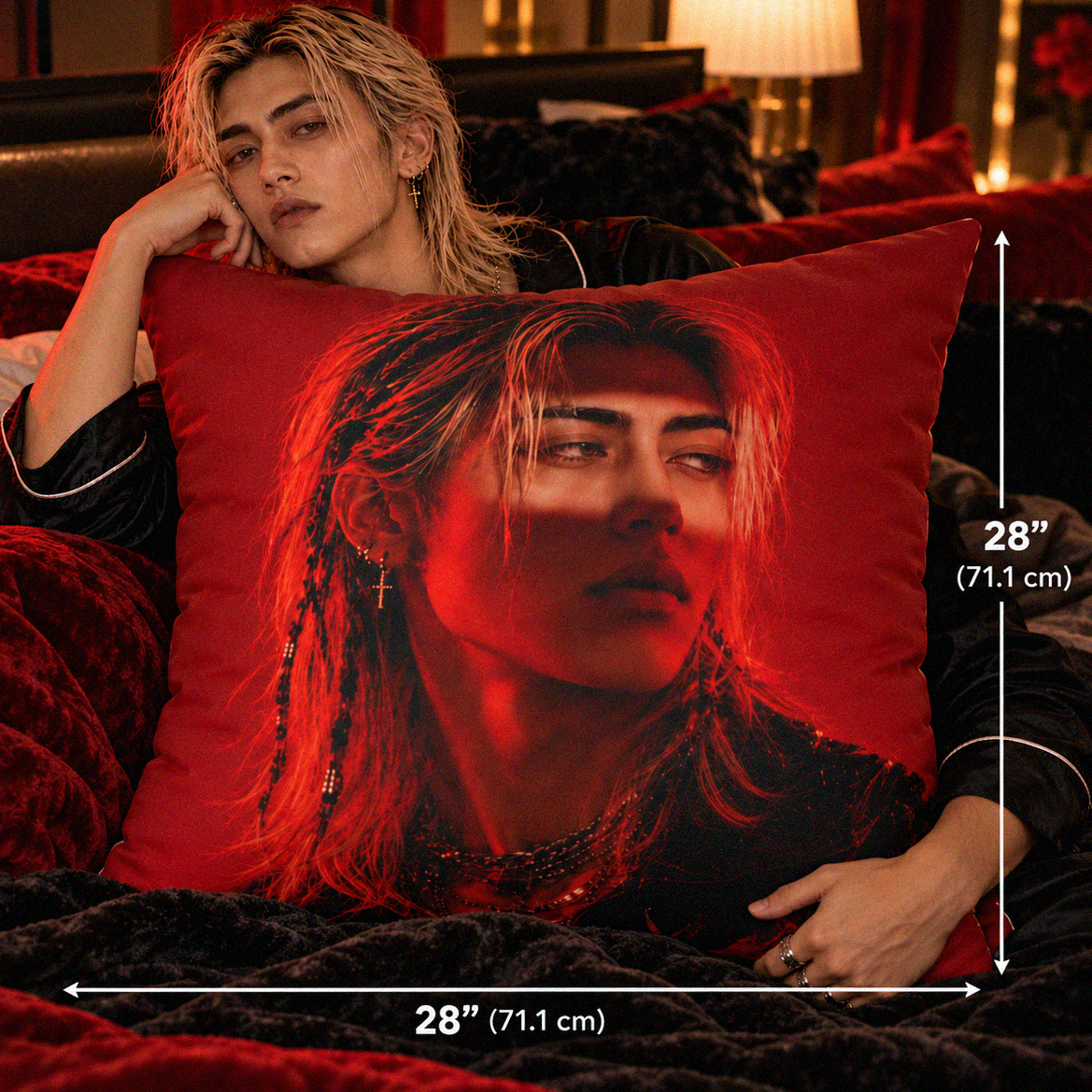 MRB3VR Spun Polyester Square Statement Pillow — Complete Pillow Included